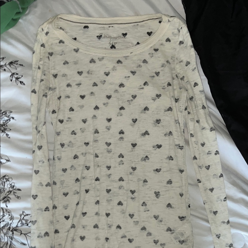 Aeropostale Black Heart Print Top